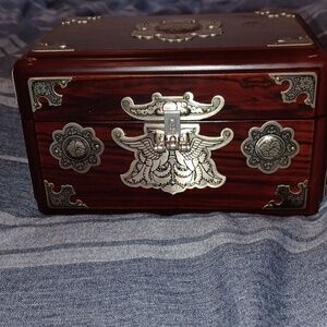 Vintage Cherry Wooden lacquer Jewelry Box Korean